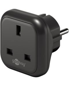 Rejseadapter – UK til Europa, sort (britisk Type G-stik til Schuko)