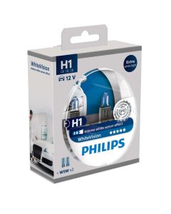 PHILIPS Bilpære H1 WHITEVISION - 2-PAK