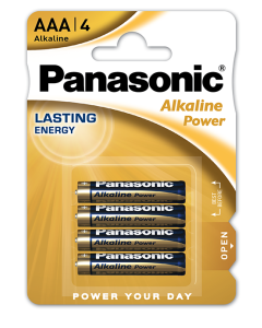 Panasonic Alkaline Power AAA Batterier - 4 Stk. Blister