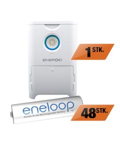 Kontorpakke med Eneroid oplader til AA Batterier 2In1 Oplader - Inkl. 48 eneloop batterier