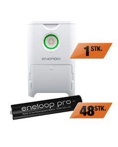 Kontorpakke med Eneroid oplader til AAA Batterier 2In1 Oplader - Inkl. 48 eneloop Pro batterier