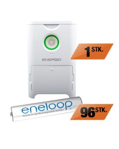 Kontorpakke med Eneroid oplader til AAA batterier 2-i-1 oplader - Inkl. 96 eneloop batterier