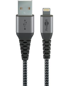 Goobay Lightning / USB-A – Sort-Grå – 1m