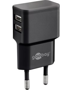Goobay Dobbelt USB lader 12W - sort