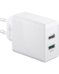 Goobay Dobbelt USB hurtig oplader QC3.0 (2A) hvid