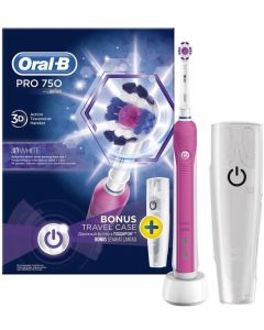 Oral-b Pro 750 Cross action eltandbørste incl. Rejseetui - Pink