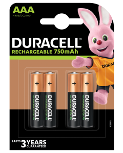 Duracell AAA / HR3 / R03 750 mAh Genopladelige batterier (4 stk.)