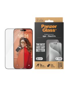 PanzerGlass™ Screen Protector iPhone 15 Pro | Ultra-Wide Fit w. EasyAligner