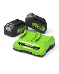 Greenworks GSK24B4X, 24V Starter kit, 2x4 Ah batteri + dobbeltlader