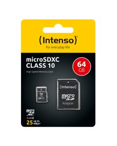 Intenso® 64 GB Micro SD Hukommelseskort Incl. Adapter Class 10