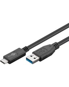 USB-C lade- og datakabel 3.2 Gen 2 10 Gbps sort 0,5m 