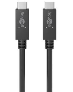 USB-C 3.2 til USB-C lade- og datakabel, 20Gbit/s, sort, 0,5m