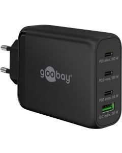Goobay USB Multiport GaN Power lader 100W sort (3x USB-C/1 x USB-A)
