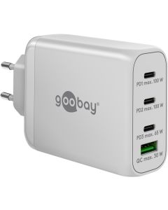 Goobay USB Multiport GaN Power lader 100W hvid (3x USB-C/1 x USB-A)