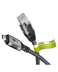 USB-A 3.1 til RJ45 Ethernet datakabel, sort, 5m