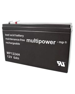 Multipower 12V - 6Ah blybatteri (6.3mm) High Drain (Slim)