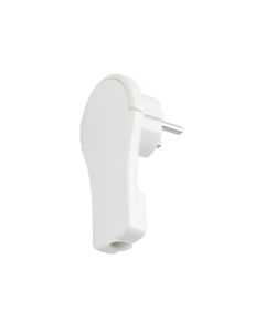 Stikprop flad, vinklet, schuko, hvid