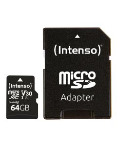 Intenso® 64GB Micro SD UHS-I Prof. Hukommelseskort inkl. Adapter