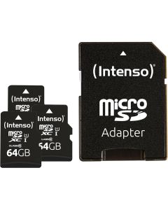 Intenso® 64GB Micro SD UHS-I Hukommelseskort inkl. Adapter - 3 Stk