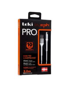 Leki Pro USB-A 2.0 til Lightning lade- og datakabel 3m, hvid