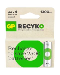 GP Recyko AA-batteri, 1300mAh - 4 stk.