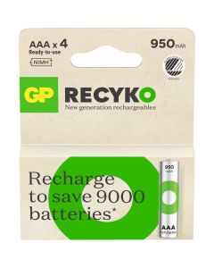 GP Recyko AAA-batteri, 950mAh - 4 stk.
