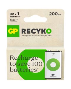 GP ReCyko 9V batteri, 200mAh - 1 stk.