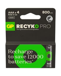 GP Recyko Pro AAA-batteri, 800mAh - 4 stk.