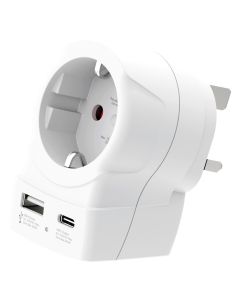 Skross Rejsestik Europa til UK 20W PD (1 x USB-A + 1x USB-C)