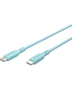 USB-C 2.0 til USB-C lade- og datakabel, silikone, turkis, 1,5m