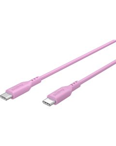 USB-C 2.0 til USB-C lade- og datakabel, silikone, pink, 1,5m