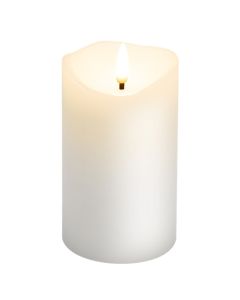 LED Vokslys m/ bevægelig flamme & timer, 7,5x12,5cm