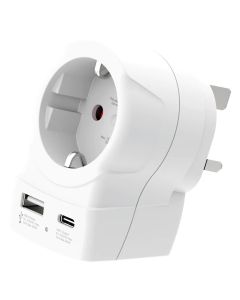 Skross Rejsestik Europa til UK inkl. USB PD (1x USB-A/1x USB-C)