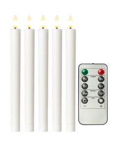 LED Krone-vokslys inkl. fjernbetjening & bevægelig flamme - 5 stk.