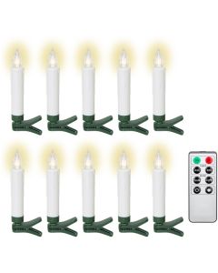 LED Juletræslys inkl. fjernbetjening - 10 stk.