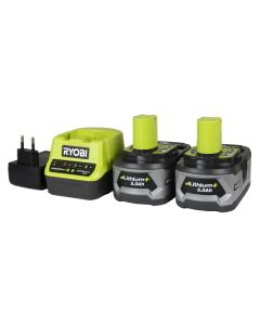 Ryobi One+ RC18120-250 18V Startsæt med 2 x 5,0Ah batteri og batterilader (Original)