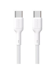 Dudao L9C USB-C 2.0 til USB-C lade- og datakabel, tekstil, hvid, 1m