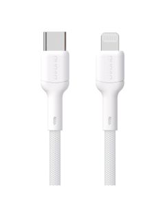 Dudao L9X USB-C 2.0 til Lightning lade- og datakabel, tekstil, hvid, 2m