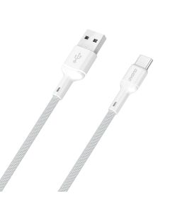 Dudao L9T USB-A 2.0 til USB-C lade- og datakabel, tekstil, hvid, 1m