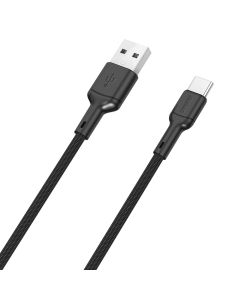 Dudao L9T USB-A 2.0 til USB-C lade- og datakabel, tekstil, sort, 1m