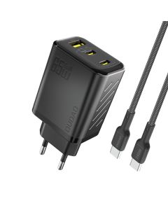 Dudao A29C Multiport GaN oplader 65W PD/QC inkl. USB-C kabel - Sort