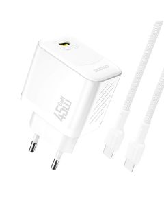 Dudao A28C USB-C GaN oplader 45W PD inkl. USB-C kabel - Hvid