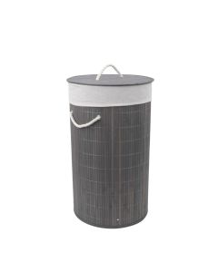 Bambus vasketøjskurv, grå, Ø35xH60cm