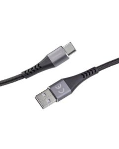 Intenso® USB-A 3.0 til USB-C lade- og datakabel, tekstil, sort, 1,5m