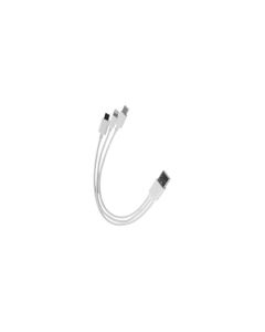 3i1 USB-A 3.0 til Lightning/USB-C/Micro USB data & ladekabel, hvid, 0,2m