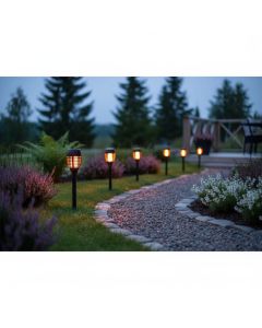 LED solcelle havefakkel med flammeeffekt  - 6 stk.