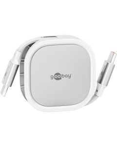 Goobay selvoptrækkeligt USB-C kabel, 1m  - Hvid