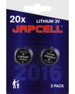 Japcell Lithium CR2016 batterier - 40 stk. (20 x 2 stk.)