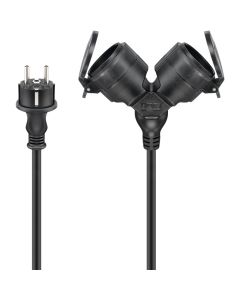 Goobay udendørs dobbelt forlængerledning, 10 m - sort