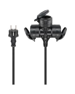 Goobay udendørs tredobbelt forlængerledning, 25 m - sort